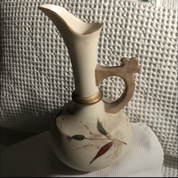 Antique Austrian Porcelain Vase with Handle~Hand Painted Flowers-Signed - Picture 3 of 12